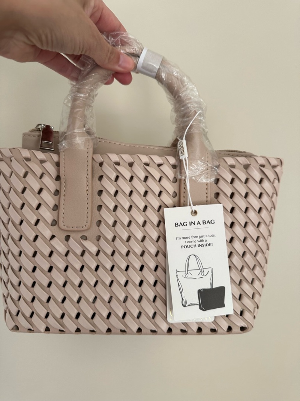 Urban Expressions Paisley Woven crossbody tote in almond